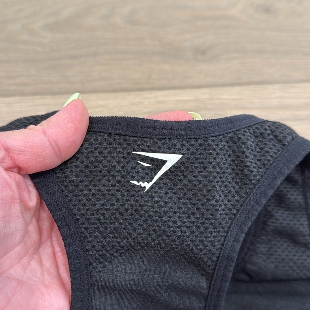 GYMSHARK Black Marl Vital Seamless Racerback Active Gym Pullover Sports Bra Sz S - Picture 9 of 9